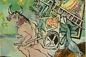 Minotaur transports a mare and foal