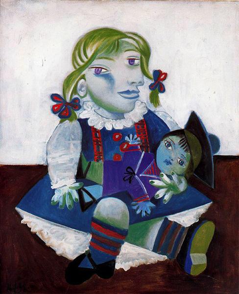 Portrait of Maya with her doll 