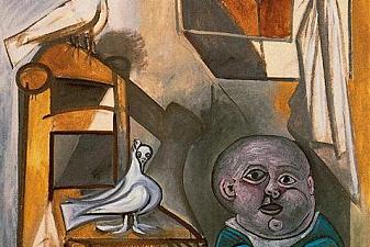 A child with pigeons