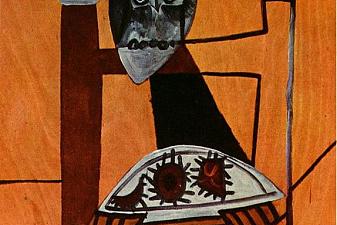 Owl on a chair and sea urchins