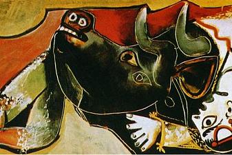 Bullfighting Scene (The torero is raised)