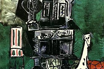 Buffet Henry II and armchair with dog