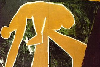 Nude gathering flowers