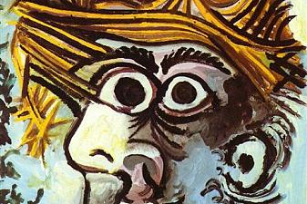 Head of a man with straw hat