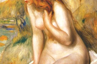 Bather seated on a rock