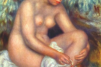 Bather wiping a wound