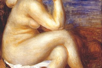 Bather with a rock
