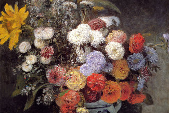 Mixed Flowers In An Earthware Pot