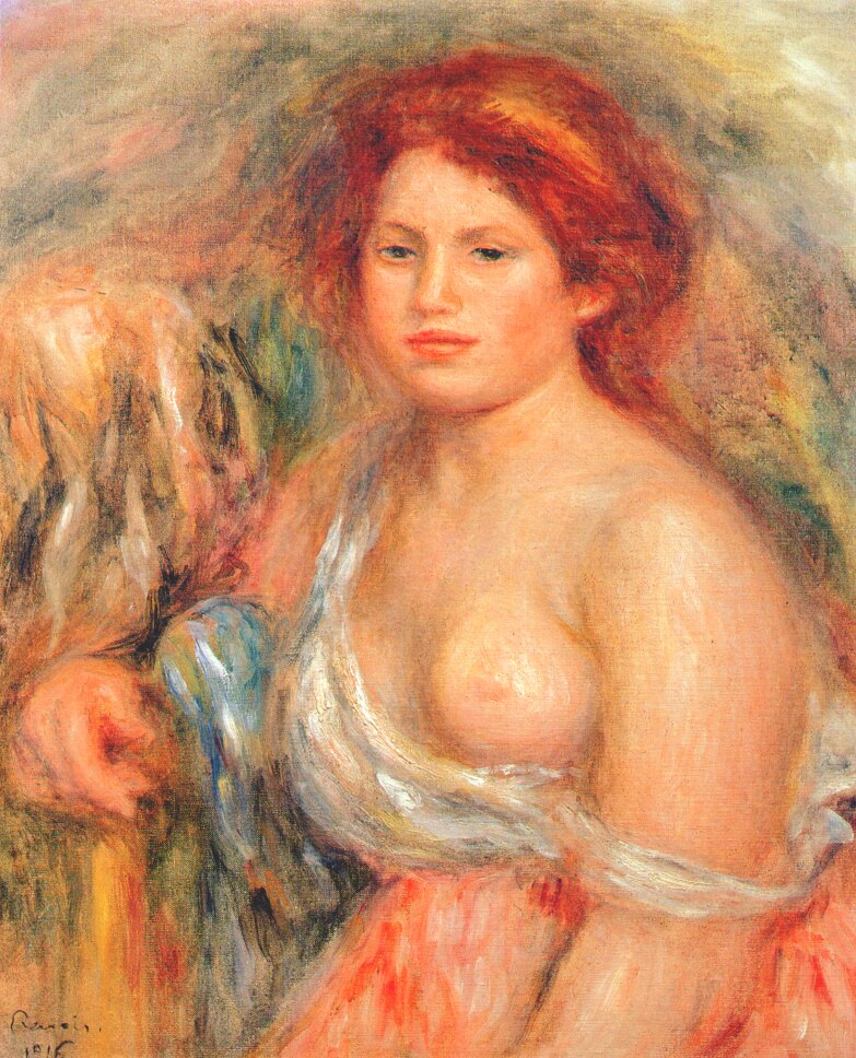 Model with bare breast 