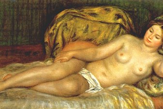 Nude reclining on cushions