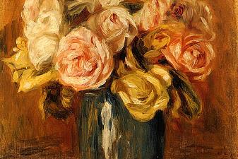 Roses in a Blue Vase