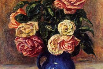 Roses in a Blue Vase