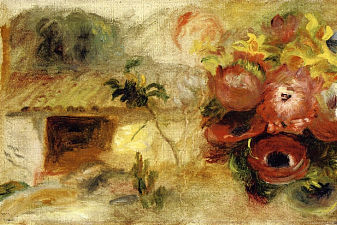 Small House, Buttercups and Diverse Flowers (study)