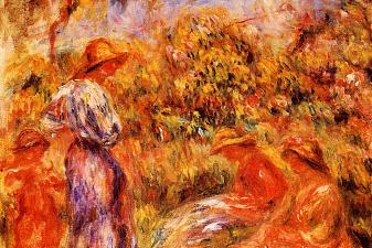Three Women and Child in a Landscape