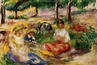 Three Young Girls Sitting in the Grass