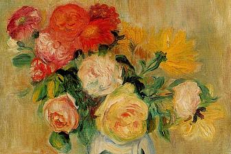 Vase of Roses and Dahlias