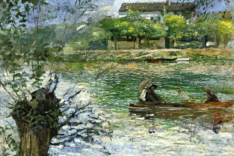 Willows and Figures in a Boat