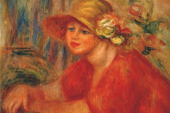 Woman in a hat with flowers