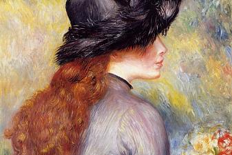 Young Girl Holding at Bouquet of Tulips