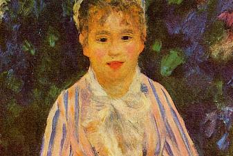 Young Woman in a Blue and Pink Striped Shirt