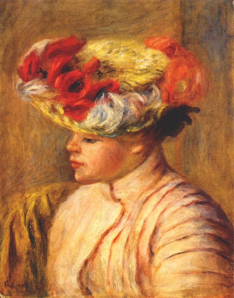 Young woman in a flowered hat 