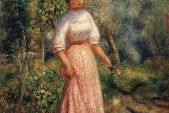 Young Woman in Red in the Fields