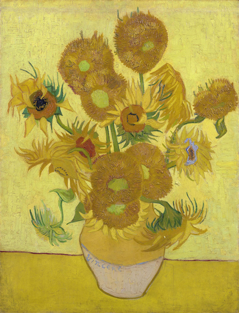 Still Life - Vase with Fifteen Sunflowers 向日葵