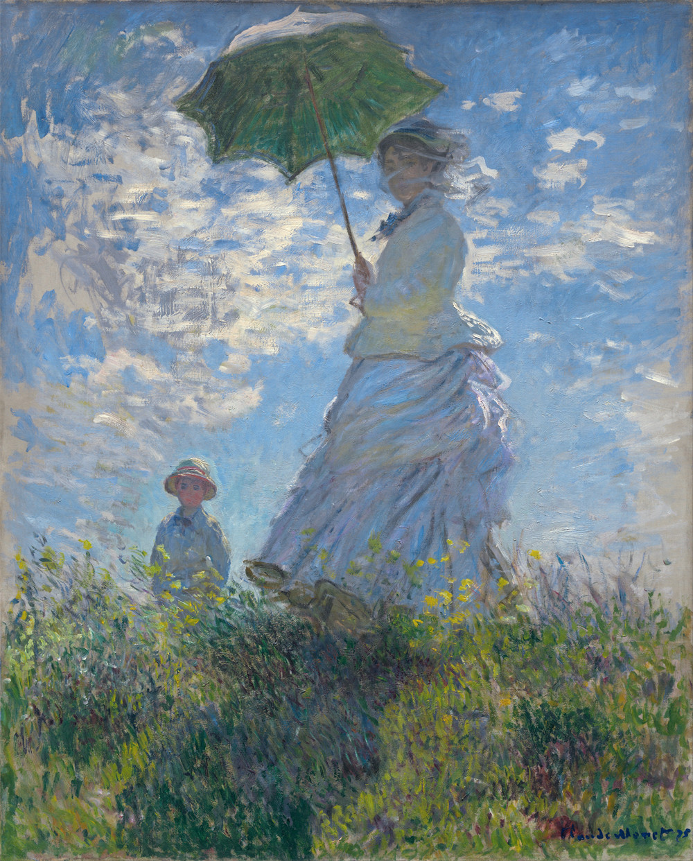 Woman with a Parasol - Madame Monet and Her Son 撑阳伞的女人