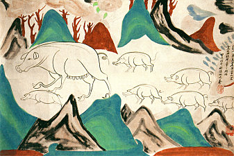 敦煌莫高窟249窟 猪群图 西魏