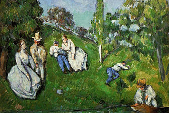 Couples Relaxing by a Pond