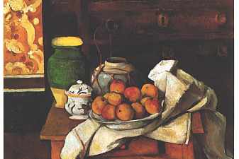 Still life in front of a chest of drawers