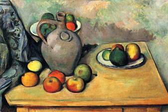 Still life, jug and fruit on a table