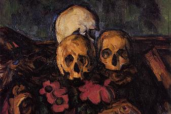 Three Skulls on a Patterned Carpet