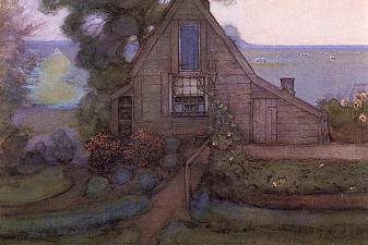 Triangulated Farmhouse Facade with Polder in Blue