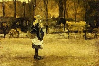 A Girl in the Street, Two Coaches in the Background