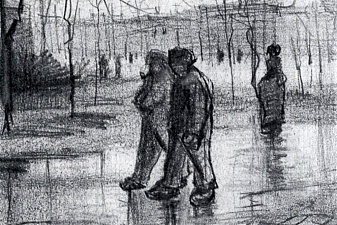 A Public Garden with People Walking in the Rain