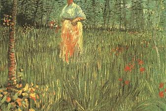 A woman walking in garden
