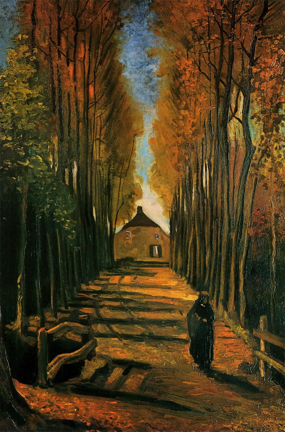 Avenue of Poplars at Sunset 