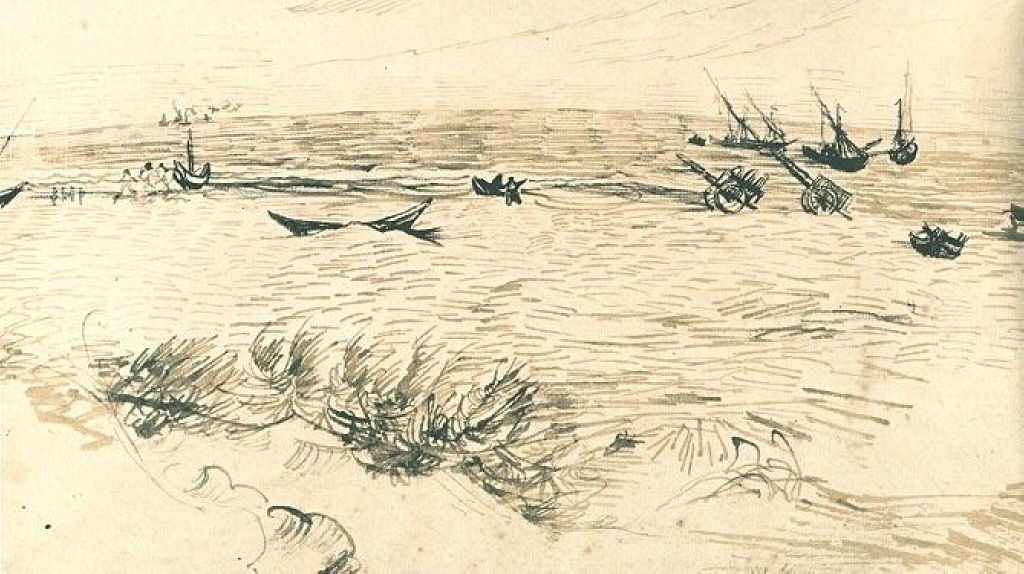 Beach, Sea, and Fishing Boats 