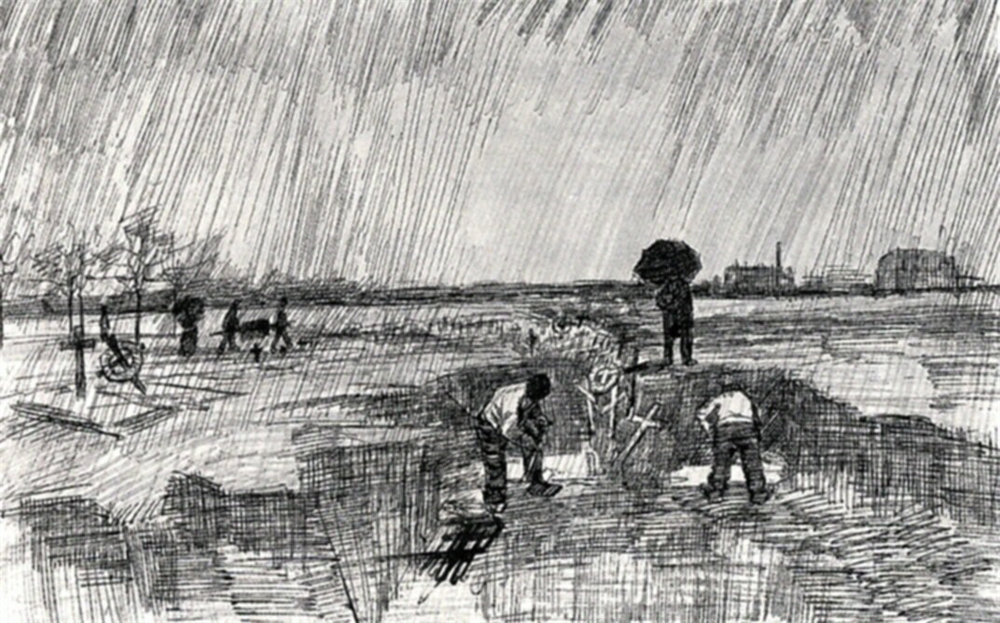 Churchyard in the Rain 