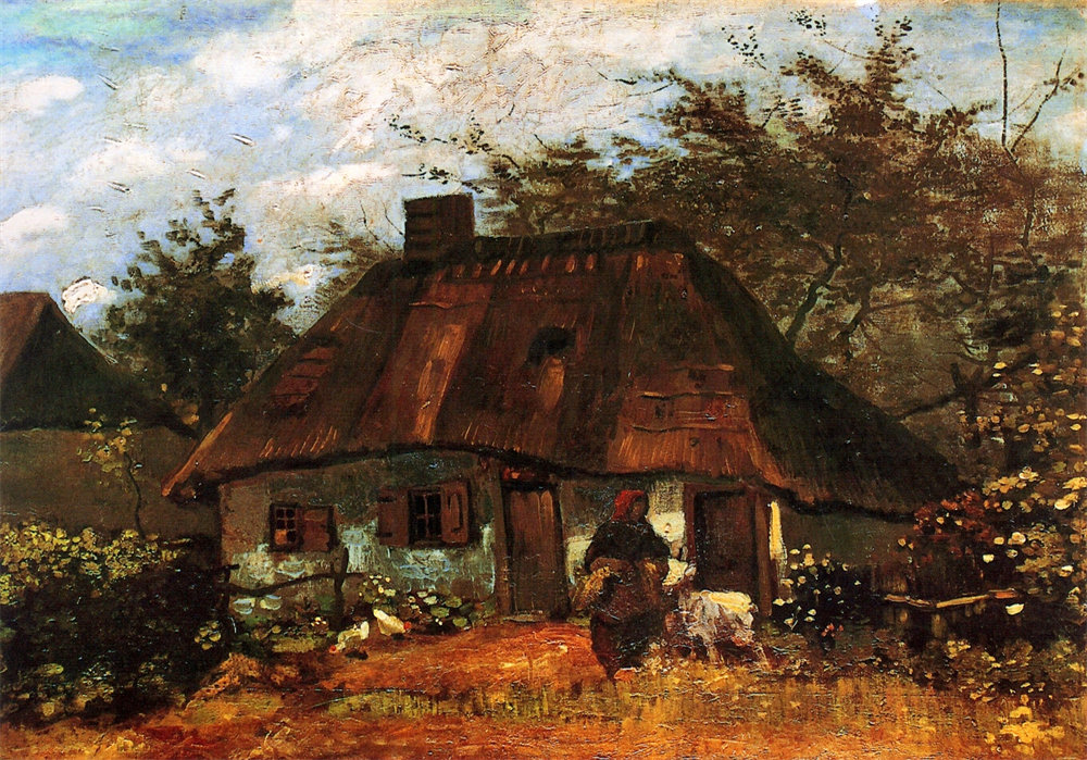 Cottage and Woman with Goat 