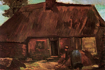 Cottage with Peasant Woman Digging