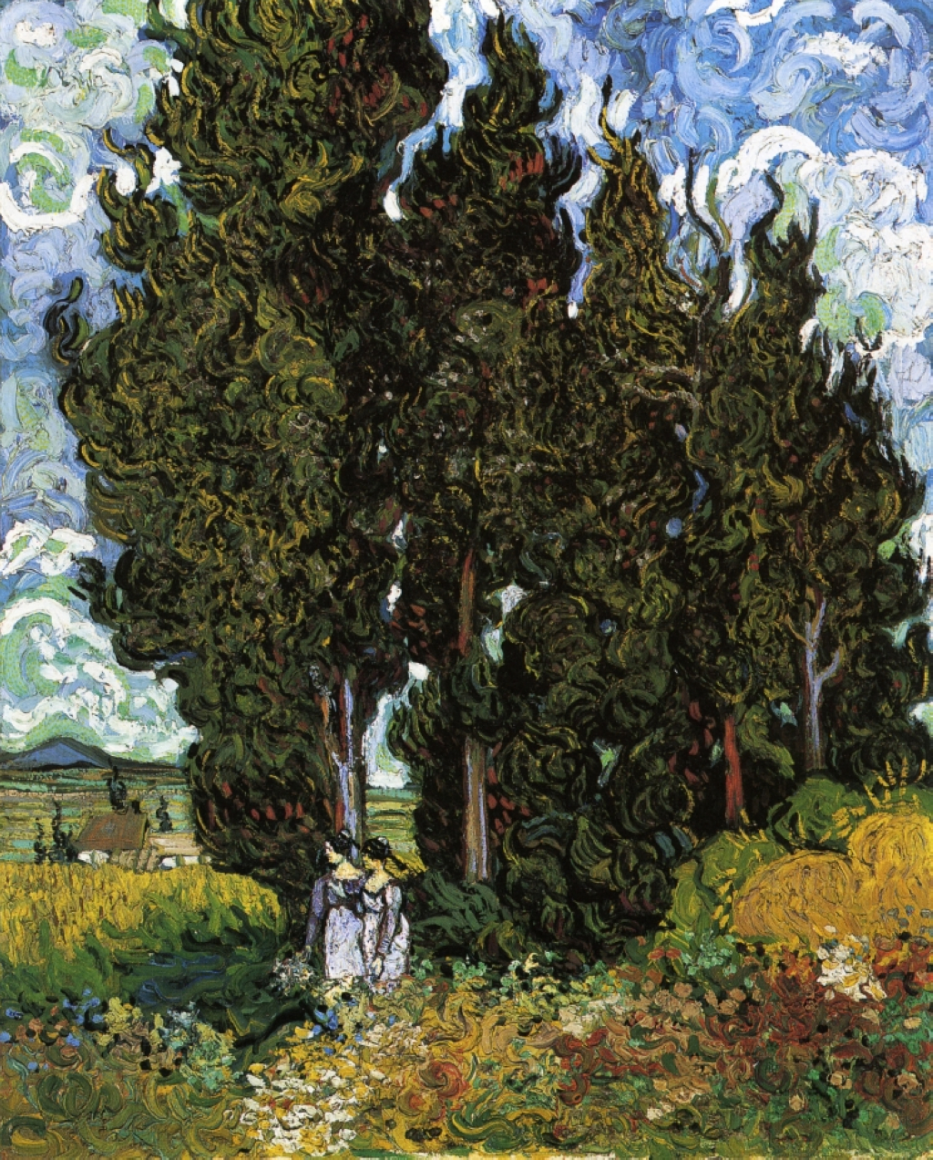 Cypresses with Two Women 