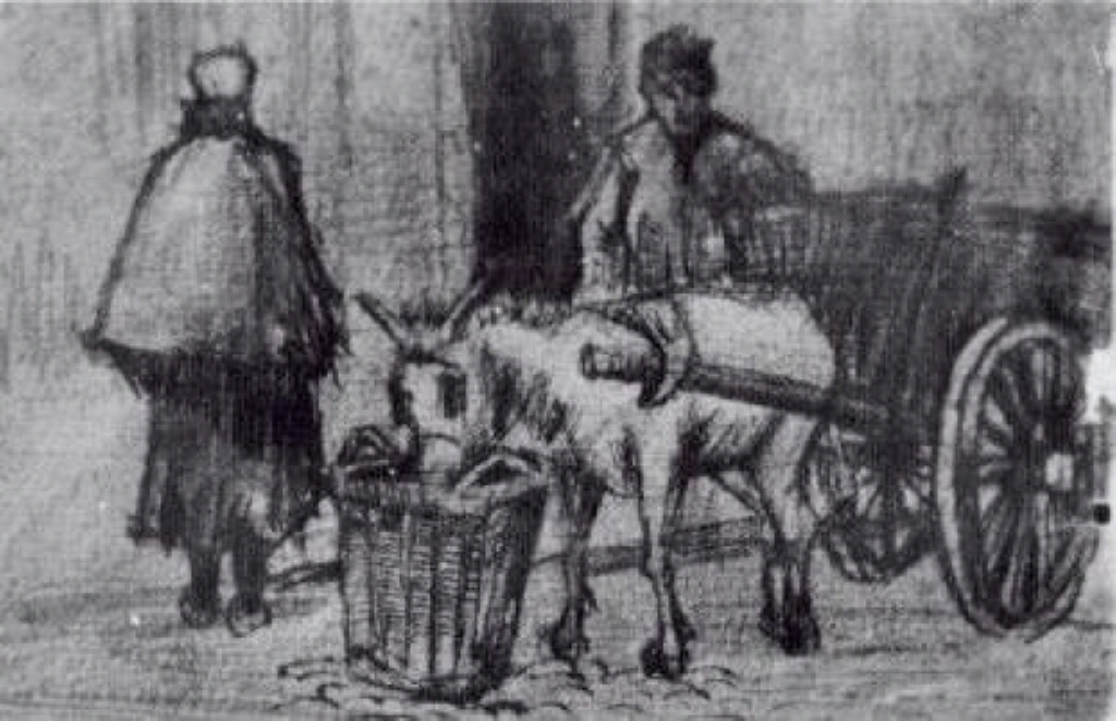 Donkey Cart with Boy and Scheveningen Woman 