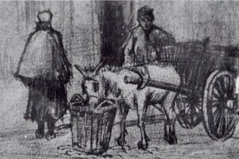 Donkey Cart with Boy and Scheveningen Woman