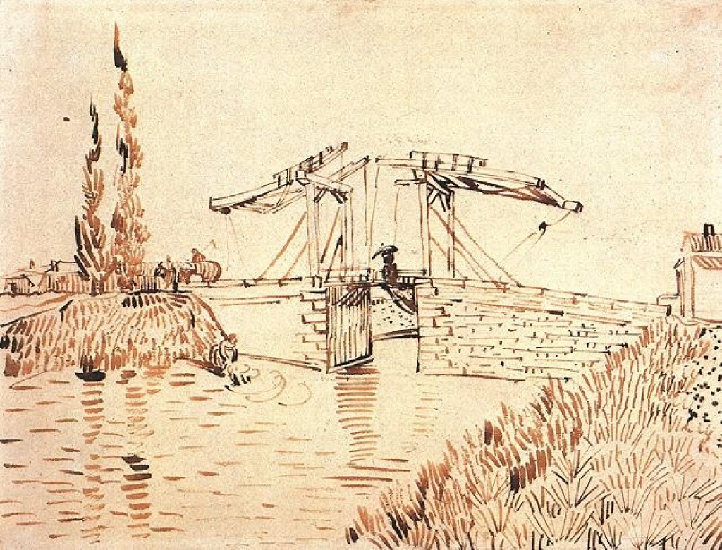 Drawbridge with Lady with Parasol 