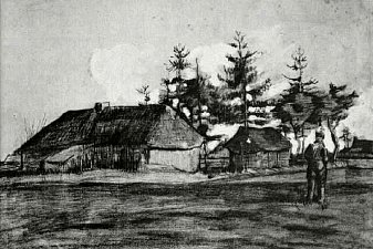 Farmhouse with Barn and Trees