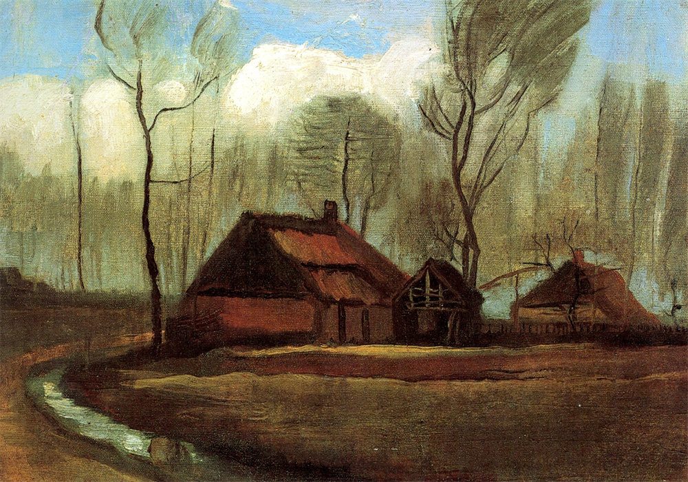 Farmhouses Among Trees 