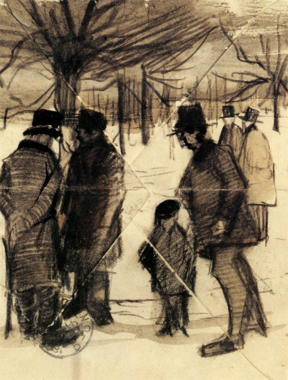 Five Men and a Child in the Snow 