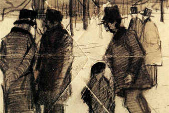 Five Men and a Child in the Snow